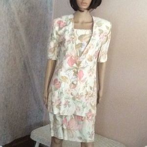 Vintage Floral 2 Piece Sheath Dress & Jacket